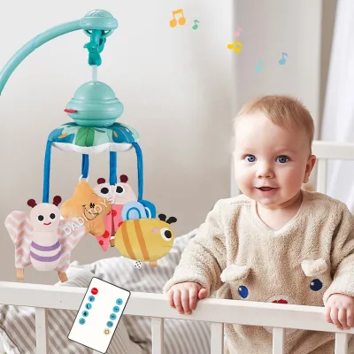 Educational Baby Rotating Bed Bell Sleeping Musical Toy With Light