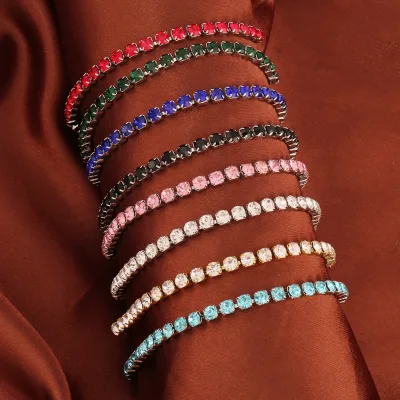 Fresh Waterproof Tarnish Free Shining Zircon Jewelry Color Tennis Bracelet Pulseras Stainless Steel bracelets ALN26040917