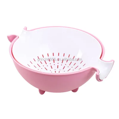 OEM 2 in 1 Kitchen Strainer Colander Bowl Sets, Large Plastic Washing Bowl and Strainer, Detachable Colander Strainers Set
