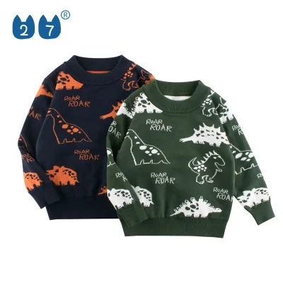 OEM ODM Autumn Kids Clothes Anti-Pilling Pullover Regular Cotton Full Computer Knitted Boys Sweater