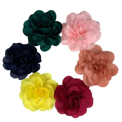 Customized Design Poppy Layered Chiffon Mesh Flower Handmade White Chiffon Hair Flower Lace Fabric