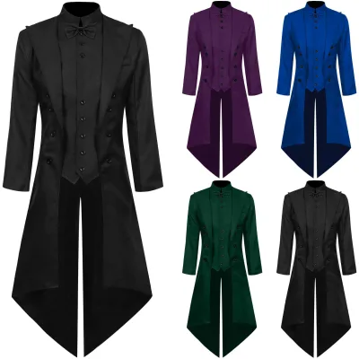 Manpinshang Original Spandex Halloween Tailcoat Medieval & Renaissance Inspired Retro Steampunk Party Costume