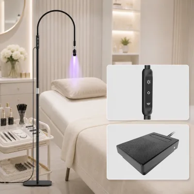 Popular Touch Control UV Lash Lamp Floor Stand Eyelash Extension Light With Adjustable Aperture Replaceable LED Head
