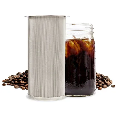Ultra Fine Mesh 8x15 cm Cylinder Cold Brew Coffee Filter Basket Tea and Fruit Infuser for Wide Mouth Mason Jar