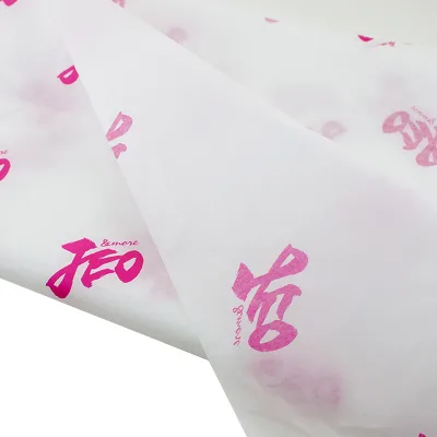 Custom Printed Rose Pattern Logo in White  Gift Wrapping Tissue Packaging Paper for Garment and Gift