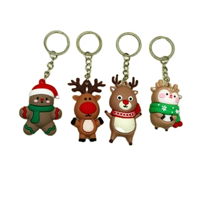 Hot New Arrival PVC Soft Christmas Keychain Cute Cartoon Bag Ornaments Christmas Keychain New Year Decoration Christmas Keychain
