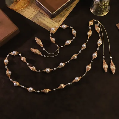 Handmade Wire Wrapped Shijia Pearl Jewelry Set for Women Daily Birthday Party Gift 2 Pcs Necklace Bracelet Set Fashion Jewelry