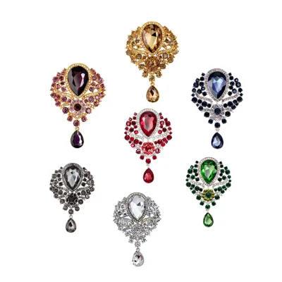 Wholesale New Design Delicate Glass Stone Rhinestone Brooch with Pendant for Wedding Engagement or Gift