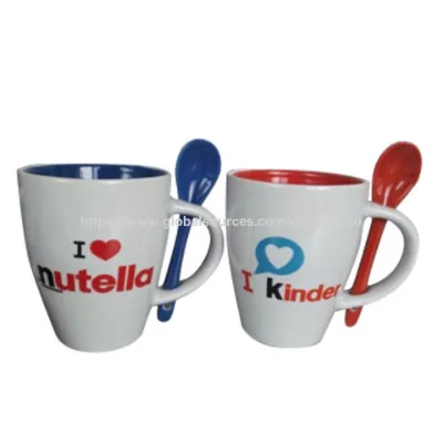 Ceramic Mugs,Stoneware mugs,Ceramic Mug with Spoons, Promotional Mugs,Customized Designs and Logos are Accepted, Ideal for Gifts