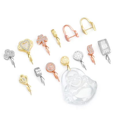 DIY Clasps Clips Parts Shiny 925 Sterling Silver Clip on Pinch Pendant Bails for Charms Necklace Jewelry Making Finding