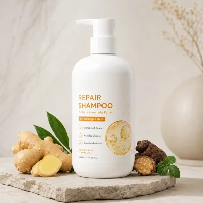 Custom Logo Hair Care Shampoo with Ceramide & Jojoba Oil Olive Oil Smooth Soft Shiny Hair for Damaged Hair Accept OEM ODM 500ML