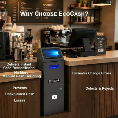 Cash Machine for Small Business Restaurant Desktop Cash Handling System Automatic Change Machine Retail Equipment