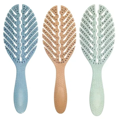 Custom Logo Eco-friendly Biodegradable Wheat Straw Vented Detangling Hair Brush All Hair Types