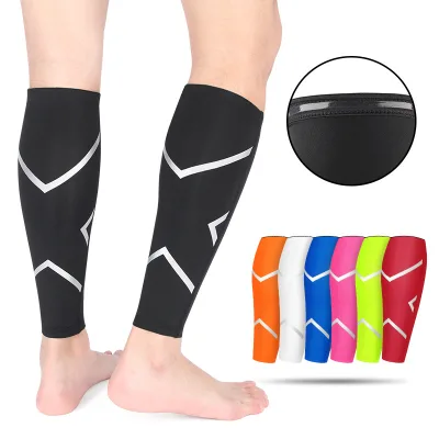 Comfortable Sports Compression Shin Guard Braces Football Basketball Reflective Stripe Antislip Leg Calf Compression Sleeve