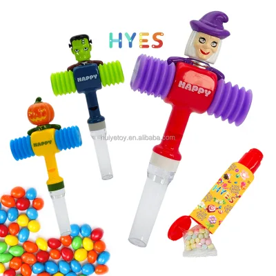 Huiye Halloween Theme Candy Toys Pumpkin Shape With BB Sounds Hammer Toys With Candy Surprise Gifts for Halloween Children Toys