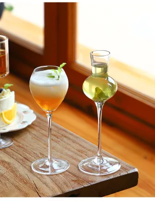 Clear Hand Blown High and Long Stem Tasting Glass Goblet Crystal Distillate Snifter Aroma Tasting Wine Glasses