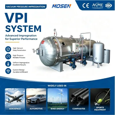 Vacuum Pressure Impregnation System Large Horizontal Autoclave CE ASME Certified for Wind Power Composite Material Impregnating