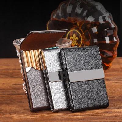Men's Waterproof Portable PU Cigarette Case with Flip Top & Magnetic Closure 9-Packs Storage Box for Wholesale