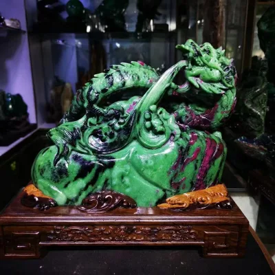 Handmade Ruby Dragon Carving