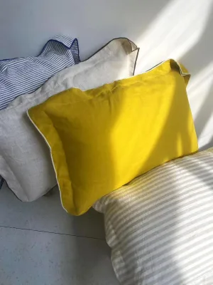 High-quality 100% Pure Linen Woven Solid-color Striped Pillowcases Removable Washable Direct Factory; Pillow Inserts Not