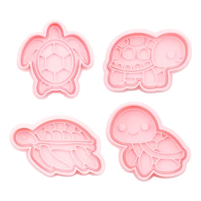 Turtle Series 3D Cartoon Biscuit Mold Plastic DIY Clay Watermelon Printed Cookie Cutters for Baking