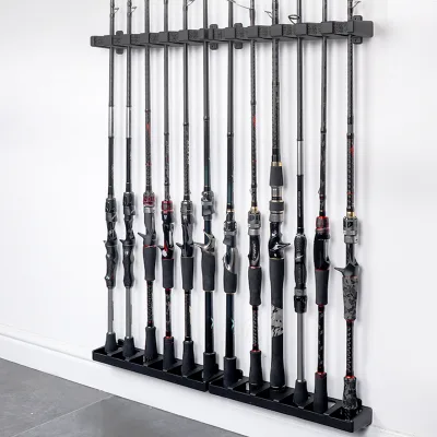 HISTAR Durable Horizontal Tool Accessories 6-Hole 1-Pair ABS PVC and Carbon Material EVA Holder Wall-Mounted Fishing Rod Rack