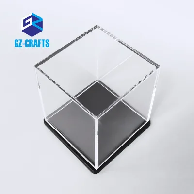 Exhibition Acrylic Display Box Custom Design Square Acrylic Transparent Box With Base