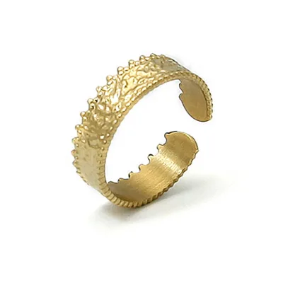 Vintage Design Gold Plated Elegant Open Size Resizable Rings Royal Queen Crown Ring Women