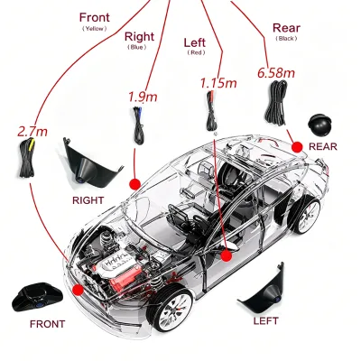 1080P 3D AI Car Surround View System for HRV 360 Bird View Camera Kit AHD Seamless Image Stitching DVR IP68 Waterproof