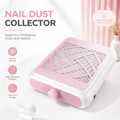 Desktop Nail Art Dust Extractor Low Noise Nail Grinding Dust Suction Machine Compact Design for Nail Technicians Home Nail Care