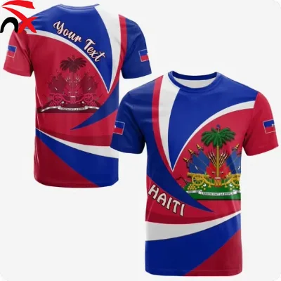 Wholesale Digital Printing Football T-shirts with Haiti Country Flag Design Custom Sport Clothing in Polyester