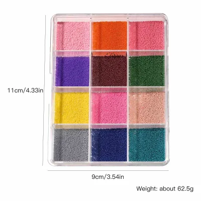 12 Grid Bead Nail Ornament Macaron Color Mini Round Beads Mixed DIY Fingernail Decoration Wholesale