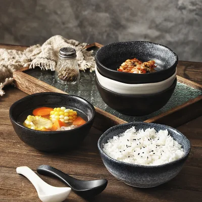 Hot Sale Japandi Style Natural Texture Minimalist Ceramic Bowl for Sushi Restaurant Dessert Snack Soup Bowl