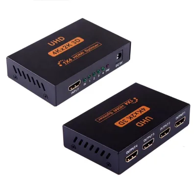 UHD 4K*2K 3D HDMI Splitter 1 in 4 Out Durable Hard Metal HDMI 1.4b HDMI Splitter for HDTV PS Xbox360 EU US UK Plug