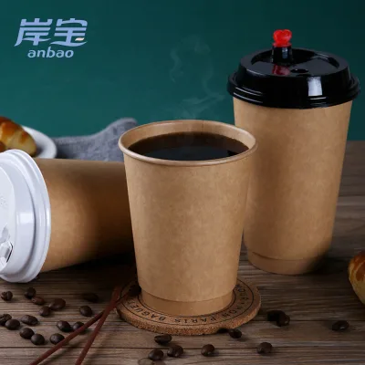 Custom Logo Flexo Printing Sustainable Double Wall Paper Cup with PE PLA or Water Based Coating Insulated for Restaurant