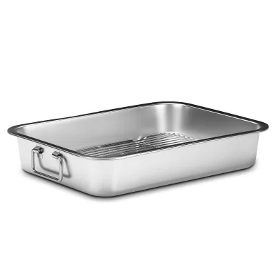 Stainless Steel Turkey Baking Tray with Bracket and Handle Suitable for Heavy-duty Food Safety and Dishwasher Cleaning