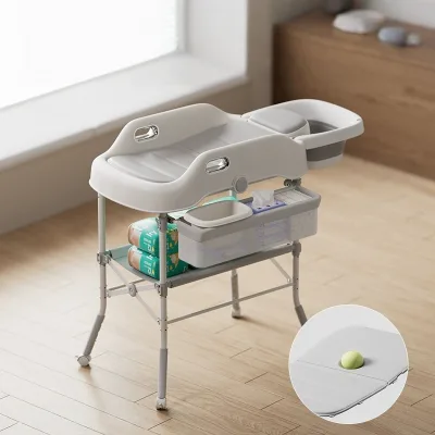 Multifunctional Baby Changing Table with PU Cushion, Wash Basin & Stand, Foldable No Installation Needed, Suitable for Newborns