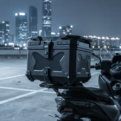 HONGBAO Universal 45L Motorcycle Rear Tail Box Waterproof ABS Plastic Luggage Trunk Top Case Motorbike Scooter Mounting Hardware