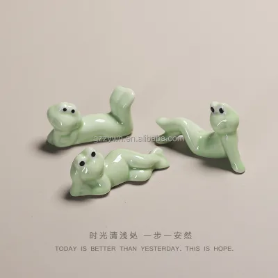 Cute Frog Design Lovely Ceramic Chopstick Rest with a Fun Lounging Frog Shape