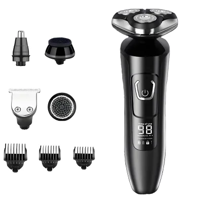 Custom Facial Hair Shaver with 8500RPM Rotating Head 5in1 Kit IPX7 Waterproof 800mAh Cell Facial Hair Shaver for Men Grooming