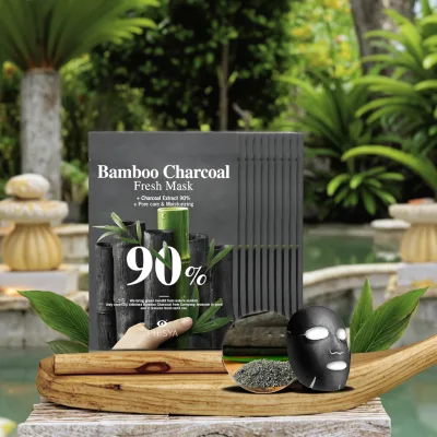 Customized Brand Bamboo Charcoal Black Facial Mask Shuiguang Muscle Facial Mask Bubble Cleaning Blackhead Removal Facial Mask