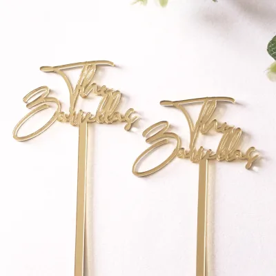 Custom Elegant Laser Cut Names Golden Mirror Acrylic Cocktail Bars for Parties and Weddings and Custom Drink Stirrers