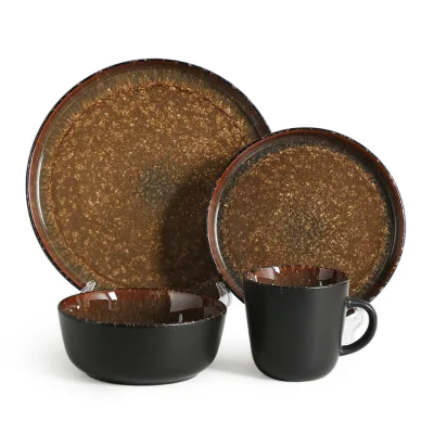 Household China Ceramic Tableware Set Stoneware Color Microwave Safe Custom Ceramic Dinnerware Set
