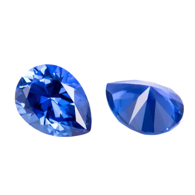 Natural Teardrop Sapphire Blue Stone Lab Grown Drop Shape with Color Play/Fire and Custom Size