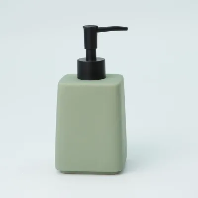 Nordic Matte Square Resin Liquid Soap Dispenser, Sage Green Bathroom Hand Soap Lotion Bottle with Black Pump Wholesale