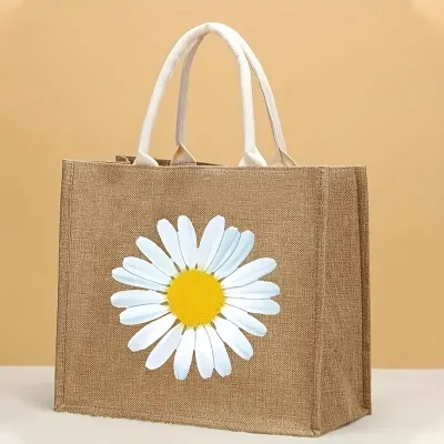 Wholesale Eco Friendly Burlap Grocery Foldable Reusable Tote Shopping Bags Jute Bag