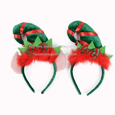 Hot Christmas Gifts Christmas Decorations Creative Party Red Feather Decoration Elf Spiky Hat Headband Headband