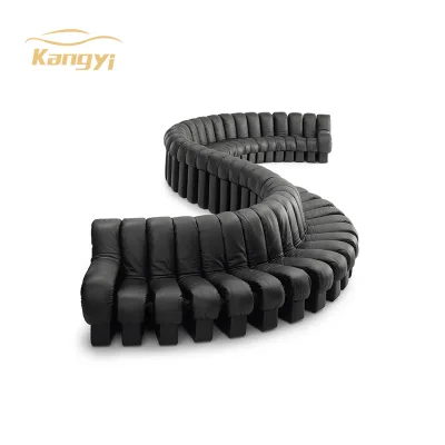 Luxury Snake Bone Shape Sofa for Home Office Hotel Living Room Furniture Modern Genuine Leather Piano Keys Sofa Set