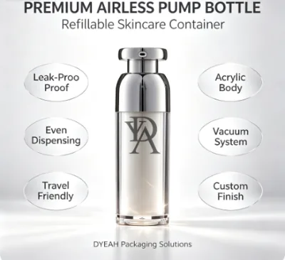 DY-B-208 Luxury Airless Pump Bottle Refillable Empty Cosmetic Vacuum Container for Serum Lotion Foundation Skincare Packaging