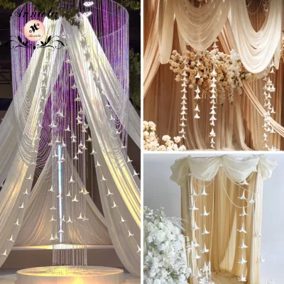 ANNIELU White Artificial Lily Pearl Pendant Hanging Faux Flower String Ceiling for Wedding Events Party Birthday Photo Props